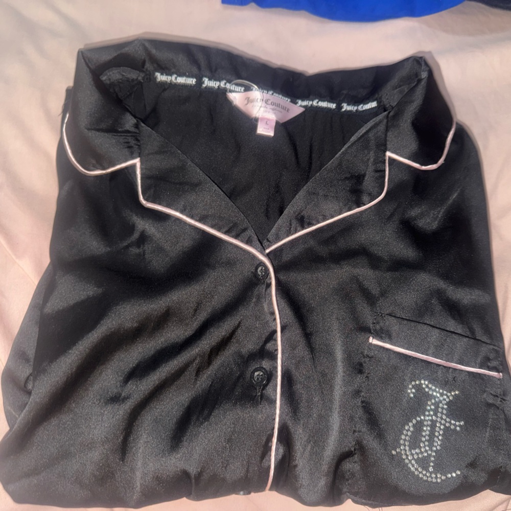 Juicy Couture Black Pajama Top with Pink Trim
